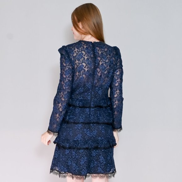ML MONIQUE LHUILLIER Tie-Neck Lace Dress NWT - Picture 4 of 7